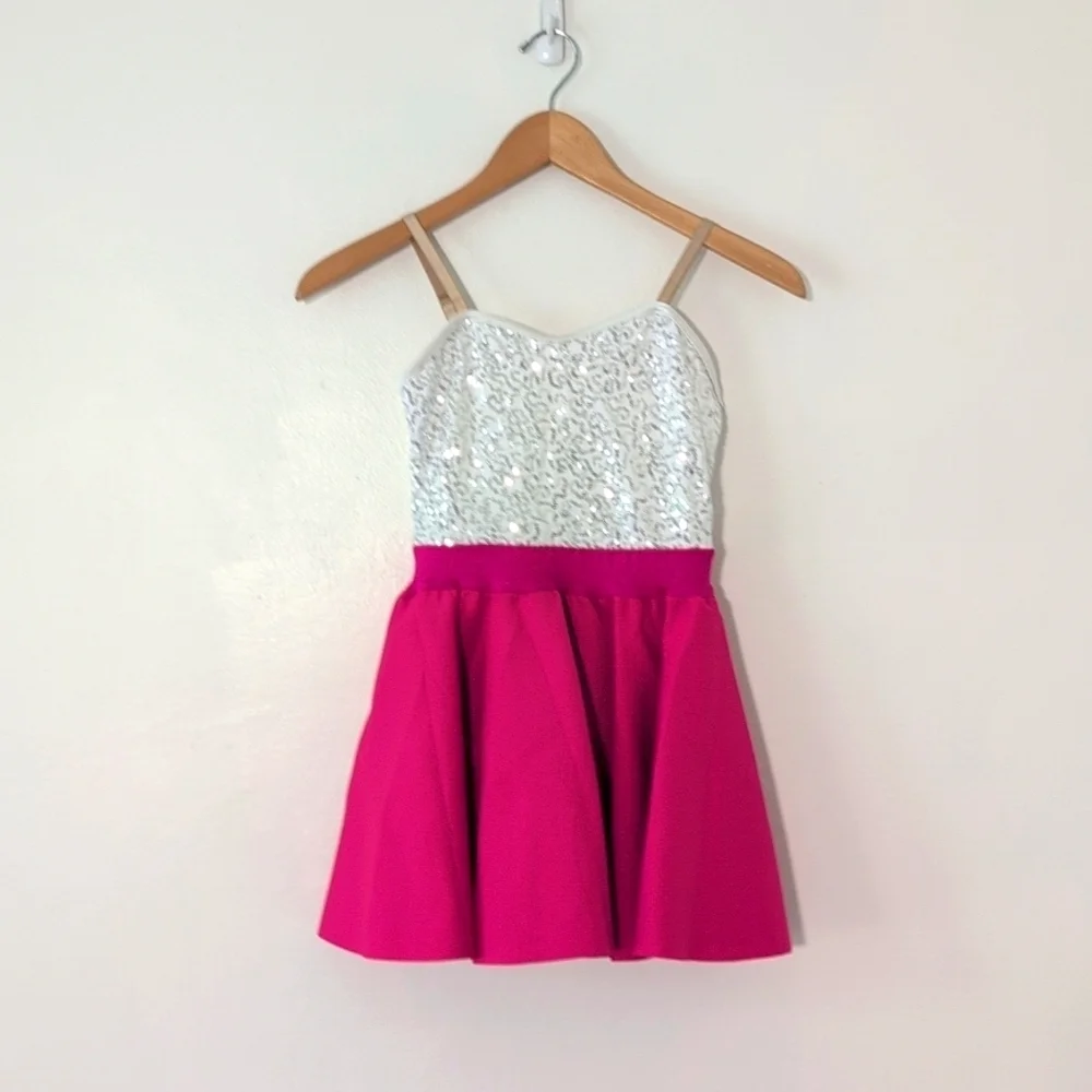 New Weissman Tie-Dye Jacket Sequin Pink Skater Dress Shorts Set Dance Party M
